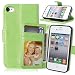 Produktbild Nancen Apple iphone 4 / 4S (3,5 Zoll) Lederhülle Neu Style Acht Farbe Weich PU Flip Case Ledertasche / Schutz Etui, Einfach Vintage Kollektion Karten Slot Foto Wallet Hülle Handy Tasche Zubehör