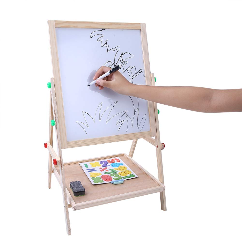 Tableau-Chevalet-Enfant-en-Bois-Double-face-Tableau-Ardoise-Enfant-Rglable-Tableau-dcriture-Tableau-Magntique-Multifonction-Tableau-de-Dessin-pour-Enfant-Jeu-Enfant-Cadeau-pour-Garons-et-Filles
