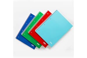 Favorit Quaderni Spiralati A4, Rigatura Quadretti 4mm, 5 Pezzi, Con Fori E Microperforazione, Carta 80g/Mq, 1 rosso, 1 blu, 1 verde, 1 turchese + 1 colore a rotazione