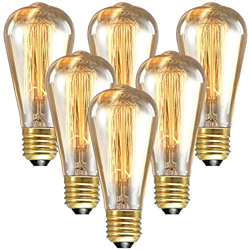 Longyee (TM) 6 x Ampoule vintage style Edison E27/E26 Culot à vis ES 40 W 110 V ST64 - Cage d'écureuil Forme