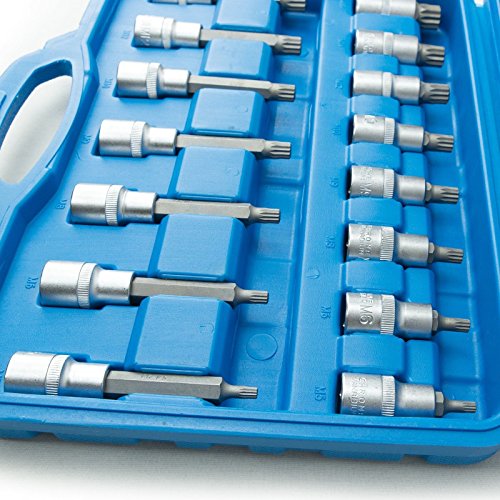 Innen Nüsse Werkzeug Set 26-tlg. Vielzahn Steckschlüssel Satz Nuss lang SN1836 - 4