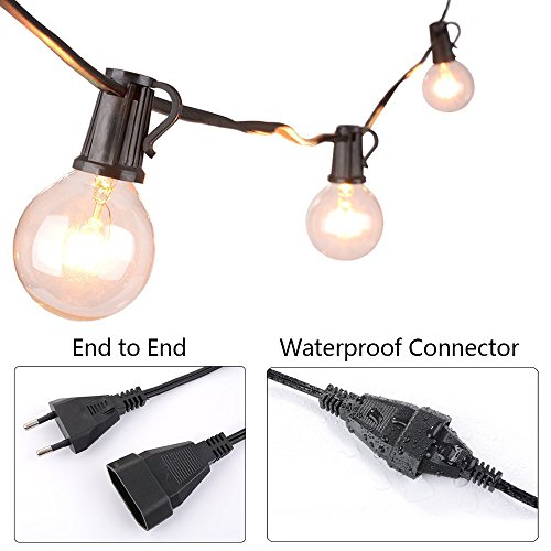 25Ft G40 Globus-Schnur-Licht,hängendes Innen- / im Freienschnur-Licht 25 G40 Glühbirne warmweiß für Bistro Pergola Hinterhof-Zelt-Markt-Café Gazebo Portal-Buchstaben-Parteien, ideal für die Terrasse, Café, Garten, Feste-Party-Dekoration - 4