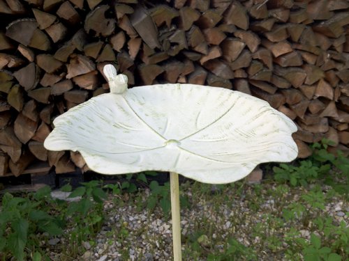 Vogeltränke Gartenstecker weiß aus Metall, 102x28cm - 2