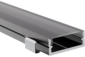 Alumino | Schwarzes LED Aluminiumprofil - Aufputzprofil 100 cm | Semi Abdeckung + Zubehör | für bis zu 20 mm LED-Streifen | kompatibel mit Philips Hue | 1m | Bille