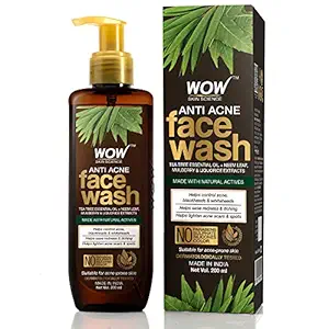 WOW Skin Science Anti Acne Face Wash - Oil Free - No Parabens, Sulphate, Silicones & Color (200mL)