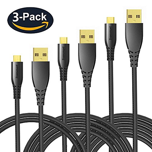 C  ble Micro USB  1m 3ft  Lot de 3   Tronsmart Chargeur en Nylon Tress   Cable Micro USB Chargeur pour Samsung Galaxy  Sony  HTC  Nexus  LG  Huawei  K