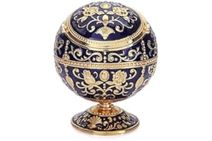 Malayas Vintage Windproof Cigar Ashtray with Lids Metal Portable Cigarette Ashtray and Odor Eliminator for Outdoors and Indoors Use, Hand Stamped Pattern Nice Gift for Men and Women (Navy Blue)