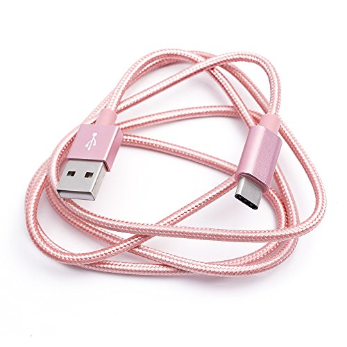 iProtect USB-C Ladekabel und Datenkabel für Geräte mit USB-C Anschluss in Nylon Flechtoptik Roségold - 6