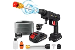 HIGHSAM Idropulitrice Portatile a Batteria, max 30 Bar/435 PSI Idropulotrice, con 2 x 21V batterie da 1500mA, multijet Multifunzione Shot, Ideale per Auto Casa Giardino