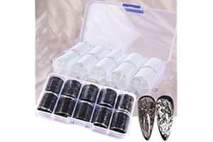 MWOOT Dentelle Autocollant d'ongle Holographique Nail Feuilles, 20pcs, Multicolor, Fleur, Étoilé, Art Déco, Nail Decal