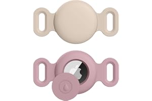 OUMIDA AirTag Cane & Gatti Collare per Apple, Porta Air Tag Animale Cover Protettiva GPS Tracking Finder Accessories Anti-perso Custodia Impermeabile (Tè Al Latte+Viola Fumoso,Piccolo)