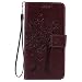 Produktbild HUAWEI P9Lite hülle PU Lederhülle Brieftasche Tasche Hüllen Prägung Baum und Katzen Flip Hülle im Bookstyle Cover Schale Ständer Etui Karten Slot mit Magnetverschluss Schutzhülle DECHYI case cover Braun