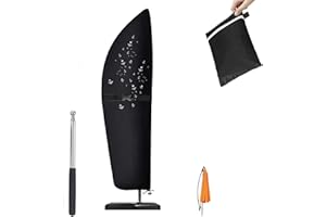 EINEMGELD Housse de protection de parasol avec tringle, Housse de protection de parasol 2 à 4 M avec cordon de serrage, Housse de parasol Oxford 420D résistante aux intempéries (265 x 40/70 / 50cm)