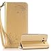 Produktbild Samsung Galaxy J3 2016 Hülle,Samsung Galaxy J3 2016 Hülle,YingC-T Elegant Prägung Rose Blume Schmetterling Muster Premium Flip PU Leder Brieftasche Handytasche im BookStyle Ledertasche mit Kartenfach Ständer und Magnetverschluß Handschlaufe Wallet Case Lederhülle Schutzhülle Handyhülle Dünn Rückseite Folio Abdeckung Etui für Samsung Galaxy J3/J3 2016 - Gold