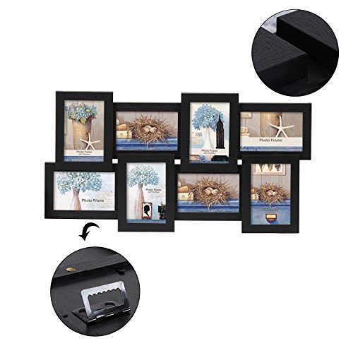 Songmics Bilderrahmen Collage für 8 Fotos je 10 x 15 cm (4 x 6″) + 1 x einzelner Fotorahmen aus MDF-Platten schwarz RPF108H - 6