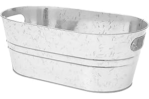 Luwecf Longue Baignoire Ovale galvanisée, Baignoire à Boissons galvanisée, Baignoire Ovale en métal en Acier galvanisé, Ovale de Stockage Vintage Rustique