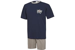 Moonline nightwear Herren Schlafanzug kurz 100% Baumwolle Herrenschlafanzug Shorty Herren Kurzer Schlafanzug Herren Shorty Pyjama kurz Nachtwäsche Herren in den Größen M L XL XXL 3XL