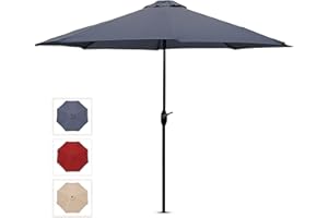 SG TRADERS SG 2.7m Garden Parasol Umbrella Sun Shade Water Repellent Polyester UV 30+180 GSM Umbrella Easy To Open And Close Crank Handle And Tilt Waterproof UV Protection Parasol For Outdoor Beach With