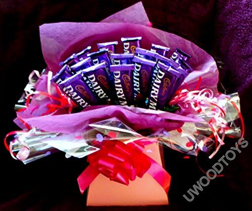 Sweety Trees and Bouquets ~ Personalised ~ Dairy Milk Chocolate Sweet Bouquet ~ Delivered in Patterned Gift Box