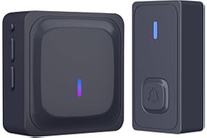 HBN Wireless Doorbell for Home,Mini Classroom Door Bell Chime for Garage with 1 Receiver,Waterpoof Wall Mounted Doorbells Button for Apartment, Bedroom,Classroom,Kids Room(Black)