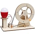 Oasisgalore Wooden Hand Cranked Generator Manual Electricity Generator Toy Science Experiments Kit for Kids Children