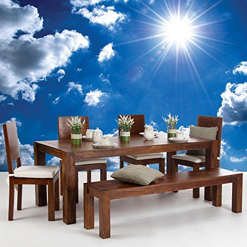 Vlies Fototapete PREMIUM PLUS Wand Foto Tapete Wand Bild Vliestapete – Himmel Sonne Wolken Lens Flare Effekt – no. 1620, Größe: 416 x 254cm Vlies - 9