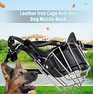 Western Era Adjustable Strap Iron Wire Muzzle for Pet Safety Collar for Anti Biting Dog (Black) (Medium - M)