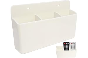 Mritrit Weiß Selbstklebende Fernbedienung Aufbewahrungsbox Kunststoff mit 3 Compartments, Fernbedienungshalterung Wand Ohne Bohren, Fernbedienungshalter Wandmontage, Halterung für TV Fernbedienung