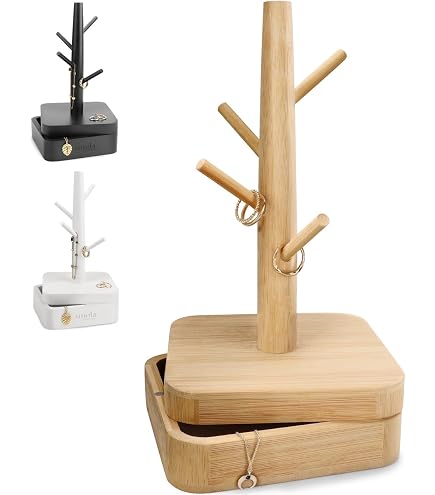 Présentoir à Bagues En Bois KASESSS - Support Détachable Forme Main Pour Bijoux, Design élégant Pour Dressing Et Boutique
