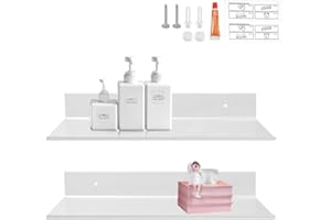 SCHYIDA 2 Piezas Estantes de Pared de Almacenaje Estantería de Exhibición de Aleación de Aluminio de 30 x 12 x 4 cm Balda Flotante Antioxidante Repisas Flotantes Modernas para Baño Cocina Sala Cuarto