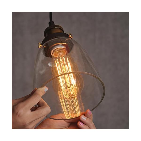chendongdong Glass Shade Ceiling Chandelier Fitting Vintage Retro Pendant Lamp Light - Image 5
