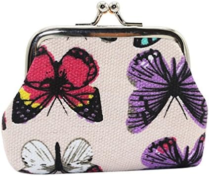Fixuk Retro Girl Mini Lightweight Kiss Lock Butterfly Cash Coin Storage Purse Wallet (Light Pink)