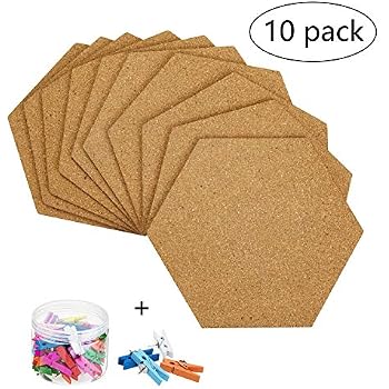 10 Stück Sechseckige Kork-Pinnwand Fliesen – Selbstklebend, 1,27 Cm Dick, Für Homeoffice, Schule & DIY Projekte