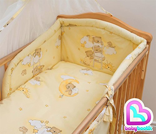 6 Pcs Baby Cot Bed Bedding, 190cm Padded Thick Bumper + Terry Sheet, 140x70 cm - Pattern 3