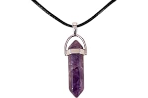 cotigo, Colgante de Piedra Natural de Forma de Punta - Incluye una Cadena de Hilo Encerado Negro 45cm - Distintas Piedras Semipreciosas