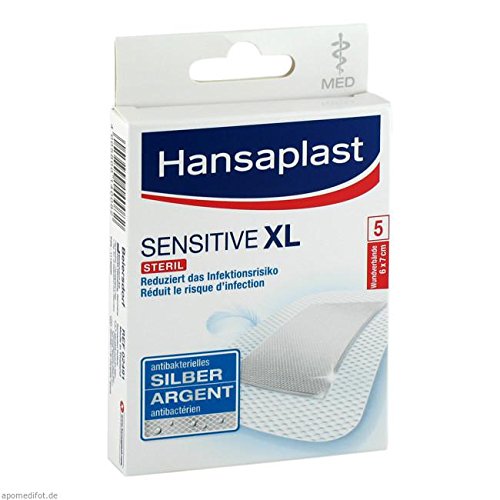 Hansaplast med sensitive XL Pflaster 6 x 7 cm, 5 St