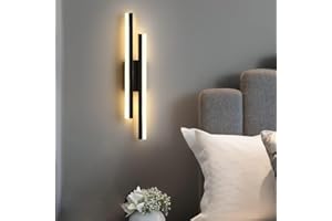Comely 16W Lámpara de Pared LED, 3 Modos Color Regulable Aplique de Pared LED, Lámpara de Interior 3000K/4000K/6500K Negro para Dormitorio, Sala de Estar, Pasillo