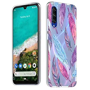 Fashionury Pink Feathers Soft Silicon Designer Printed Back Cover for Xiaomi Mi A3
