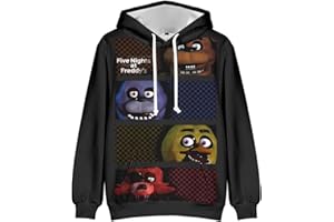 QJIRZB FNAF Anime Sudadera con Capucha para Niños Vulnerabilidad 3D Estampado Dibujos Animados Sudaderas Niños Niñas