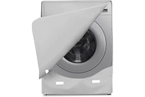 AWNIC Funda Lavadora Exterior Impermeable, 60x64x85cm Funda con Apertura Frontal para Cubre Lavadora, Funda Secadora Exterior Cremallera que Protege del Sol y del Polvo, Plateada