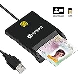 Eletrand Lecteur de Carte à Puce/ Smartcard Reader | Plug et Play | D'alimentation/ D'état-LED | Alimentation par Bus USB | Windows, Mac OS et Linux Compatible, Avec Câble de 92CM, Noir
