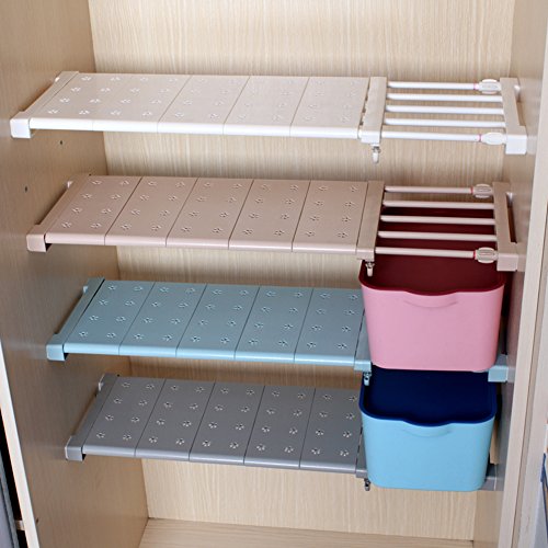 AEVEL Support de rangement pour penderie sans clou, Support pour organisateur d'armoires de salle de bain, support réglable s'étendant de 56 à 95 cm (blanc)
