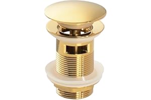 HWJFDC Bonde de Lavabo Bouchon de vidange Pop-Up for lavabo de Salle de Bains, en Or brossé, Noir Mat, Blanc, Or Rose, Or, Chrome, Accessoires de lavabo (Color : Dark Gold with Hole)