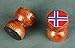 Produktbild Magnet Norwegen Flagge 25x25 mm runder Holzknauf dunkles Holz Flaggenmagnet