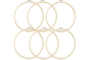TOKERD 6 Pezzi 20cm Telaio da Ricamo Legno Regolabile Cerchio da Ricamo bambù Cerchi da Ricamo Rotondo Anello a Cerchio a Punto Croce per Il Cucito d’Arte Craft Decorazione