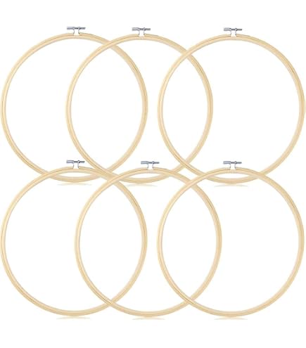 16 Cercles à Broder En Bambou 8 Cm - Parfait Pour Point De Croix Et Travaux Manuels