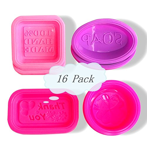 Schönes Leben* 16 Stück Seifenform Quadrat Rund Oval Rechteck Silikonform Kuchenform DIY Molds - 100% handgemachte Silikon (Zufällig Farbe)