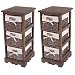 Produktbild Mendler 2x Regal Kommode mit 3 Korbschubladen 58x25x28cm, Shabby-Look, Vintage ~ braun
