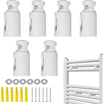 Lot De 6 Supports Réglables Pour Sèche-serviettes - Fixation Murale Universelle En ABS, Pour Radiateurs Droits Ou Courbés, Blanc