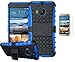 Produktbild HTC One M9 Plus/HTC One M9+(2015) Hülle +Panzerglas,TPU+PC Ultra Slim Silikon Tough Rugged Dual-Layer Hardcase with Built-in Kickstand Thin Stand Case,Wasserdicht Shockproof Anti Slip Protection Tasche Schutzhüllen für HTC One M9+(2015) 5.2Zoll-[blau]+Panzerglas/Schutzfolie/Displayschutzfolie